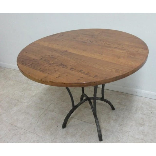 Art Nouveau 1990s Charleston Forge Hearthstone Wrought Iron Dinette Center Table Honey Suckle Maple For Sale - Image 3 of 9