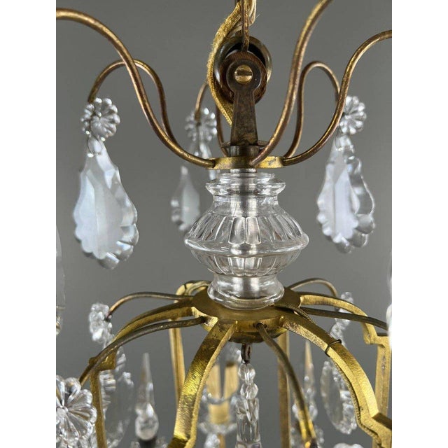20th Century Brass and Crystal Chandelier For Sale - Image 4 of 8