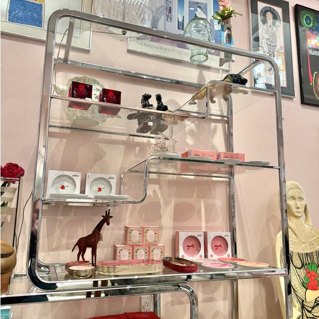 Chrome 1980s Dia Chrome and Glass Nesting Etagere, Attributed For Sale - Image 8 of 12