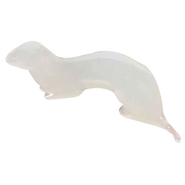 Vintage Art Glass Otter Figurine from Hadeland, Norway For Sale