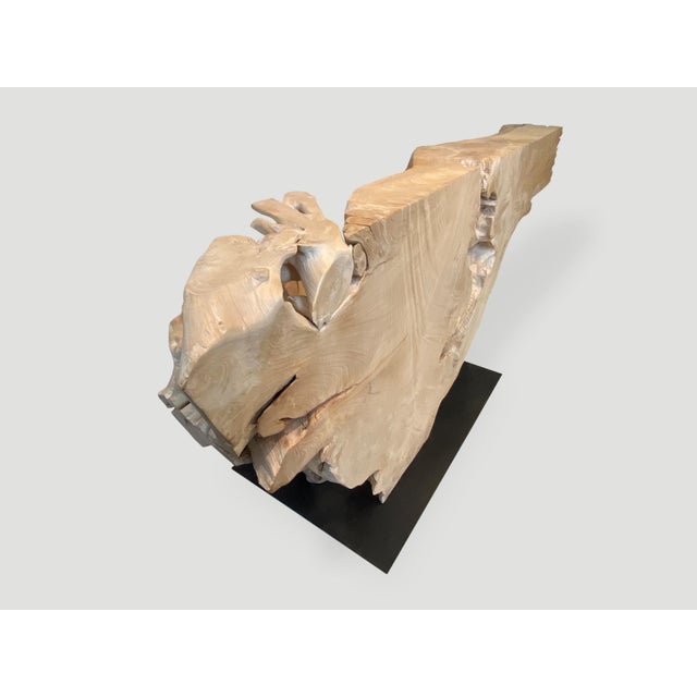 Andrianna Shamaris Massive Bleached Teak Wood Console Table For Sale - Image 11 of 18