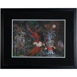 Sergio Barletta, Fire Eater, 1970s, Tempera Painting, Framed For Sale