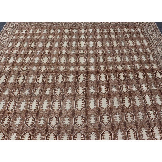 Mid 20th Century Antique Turkish Rug With Organic Motifs in Brown Taupe and Earth Tone Colors For Sale - Image 4 of 12
