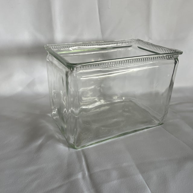 (1920s-1930s) GLASS BATTERY BOX JAR. Originally created 80 years ago to house car batteries, this nice heavy, thick wavy...