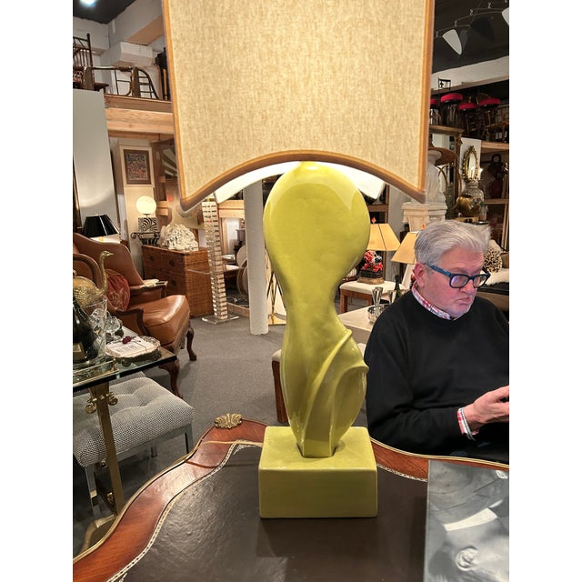 Ceramic 1950s Designer Marianna Von Allesch Chartreuse Table Lamp For Sale - Image 7 of 10