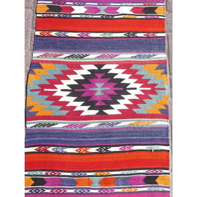 1960s 1960s Vintage Turkish Handknotted Kilim Runner -22"x103" For Sale - Image 5 of 13