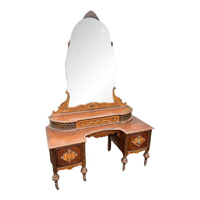 Antique Victorian Style Vanity With Mirror For Sale