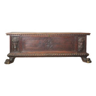 Chest in Carved Walnut, 1920s For Sale