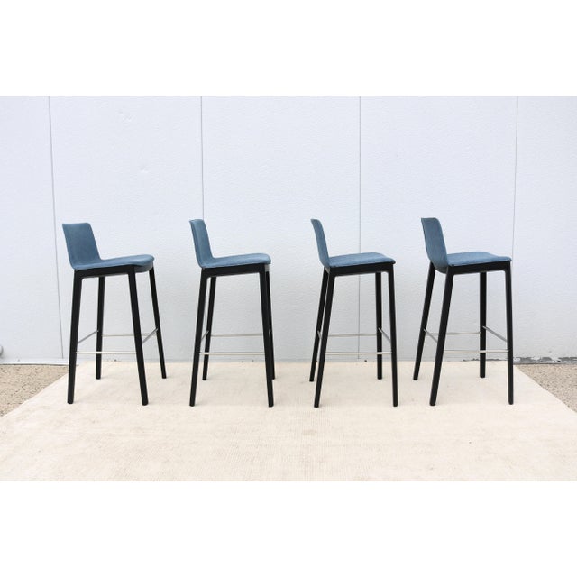 Minimalist Piergiorgio Cazzaniga for Andreu World Flex Bar Stools - Set of 4 For Sale - Image 10 of 18