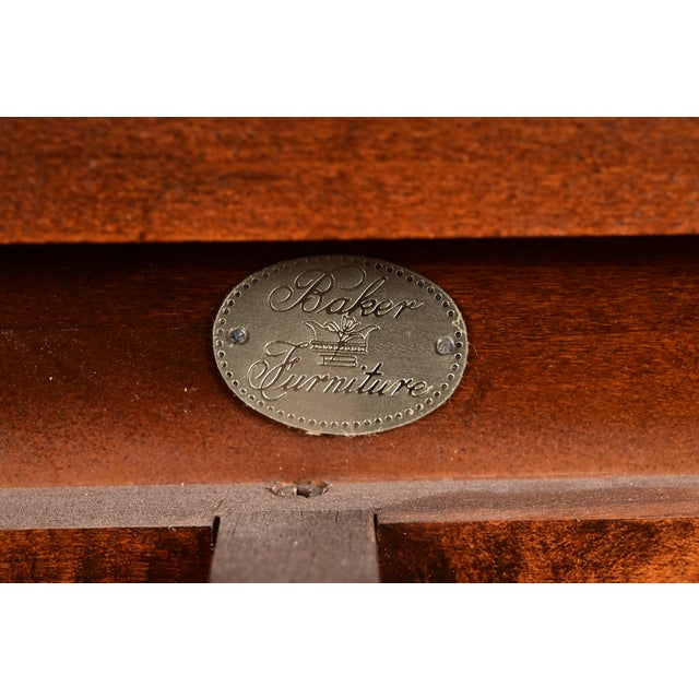 Baker Furniture Georgian Flame Mahogany Lighted Breakfront Bookcase Cabinet For Sale - Image 10 of 14