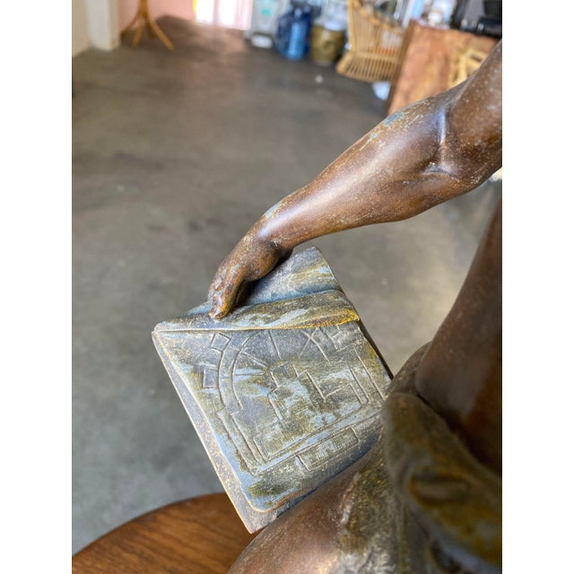Green French "Le Travail" Hammership Spelter Sculpture by Francois Moreau, Circa 1900 For Sale - Image 8 of 12