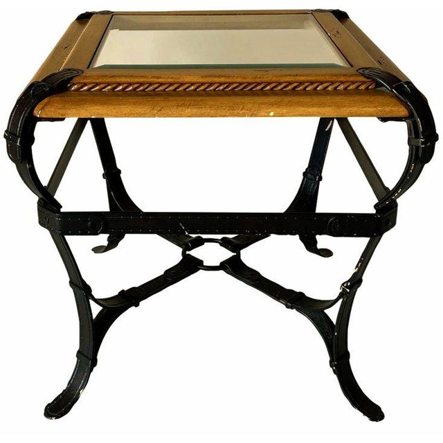 Jacques Adnet Equestrian World Adnet Hermès Pair of Matching Side Tables For Sale - Image 4 of 8