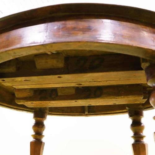 Brown Round Wood Table with Turned Legs For Sale - Image 8 of 9