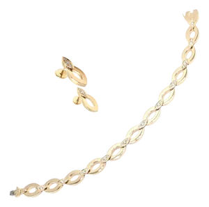 Late 20th Century Cartier Yellow Gold & Diamond Diadea Link Bracelet & Earrings Set - 3 Pieces