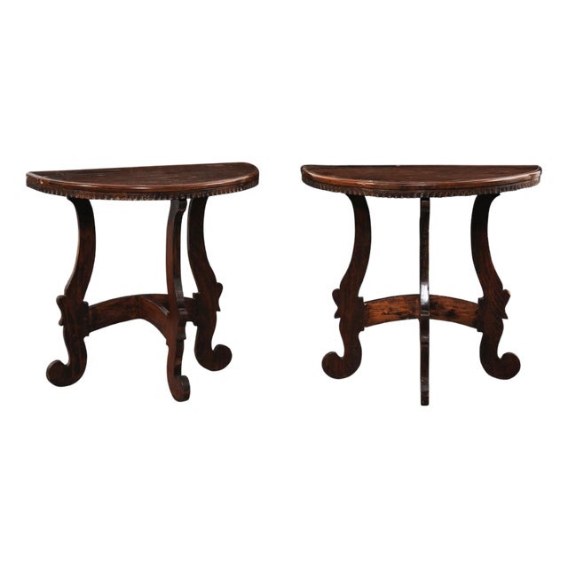 Early 19th Century Pair of Petite Italian 19th C. Demi-Lunes For Sale
