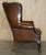 Vintage Pair of Chesterfield Chestnut Brown Leather Wingback Armchairs & Footstools For Sale - Image 11 of 18