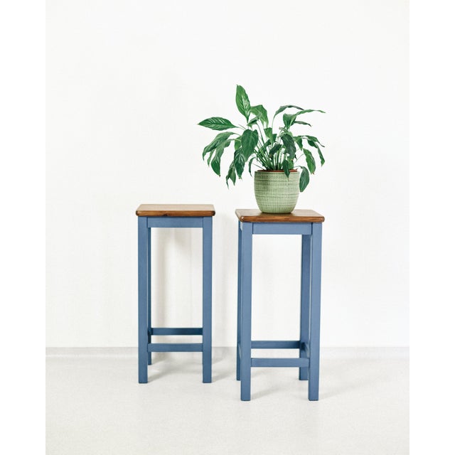 Contemporary Wooden Bar Stools, 1980s, Set of 2 For Sale - Image 3 of 4