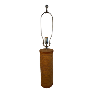 Mid-Century Modern Raffia Wrapped Cylinder Table Lamp, 1970s Natural Woven Grass