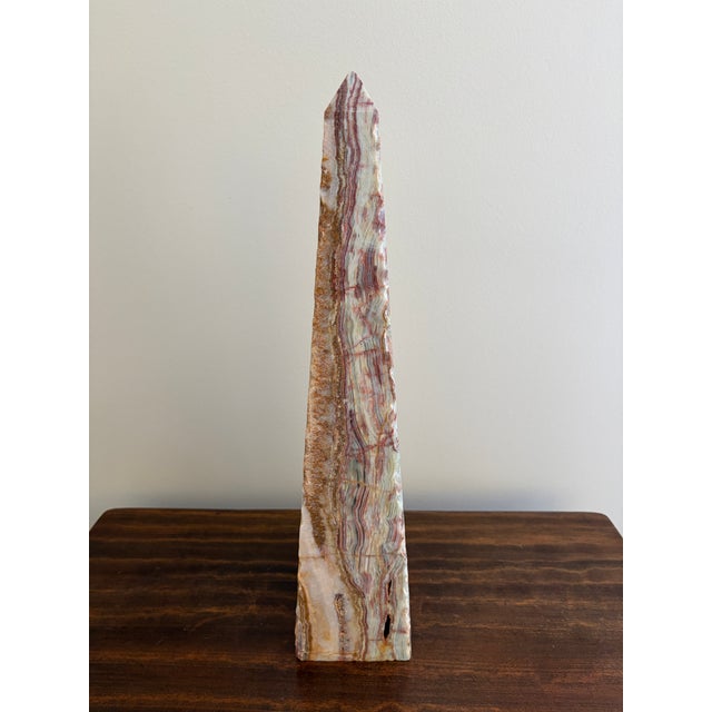Brown Neoclassical Solid Marble Green and Brown Obelisk For Sale - Image 8 of 13