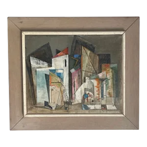 Cubist Cityscape With Workmen by Eberhard Von Jarochowski