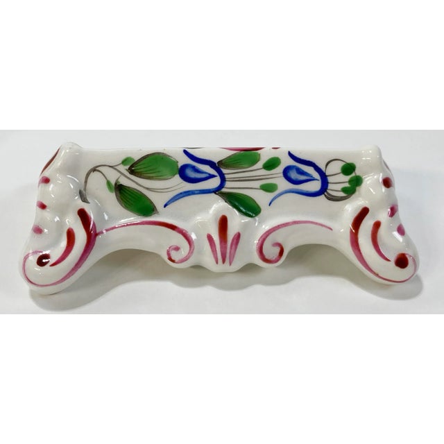 Antique French Porcelain Hand-Painted Knife Rests, S/6 For Sale - Image 9 of 12