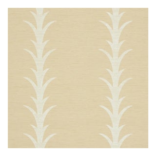 Sample - Schumacher X Celerie Kemble Acanthus Stripe Vinyl Wallpaper in Natural For Sale