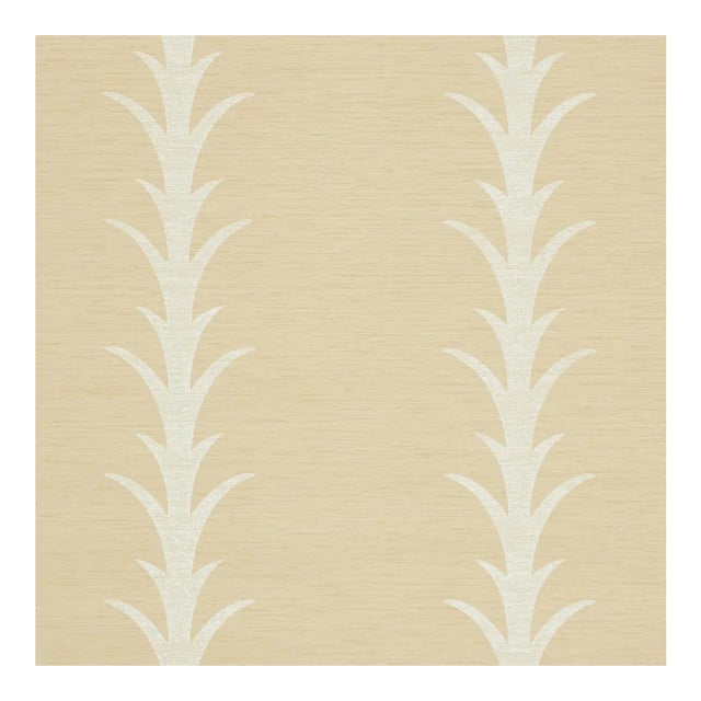Sample - Schumacher X Celerie Kemble Acanthus Stripe Vinyl Wallpaper in Natural For Sale