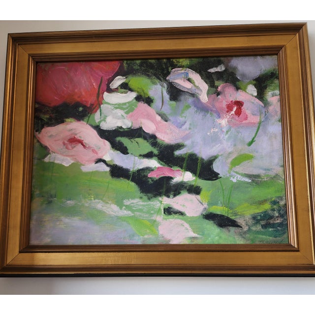 Late 20th Century Late 20th Century Waterlilies Oil Painting For Sale - Image 5 of 14