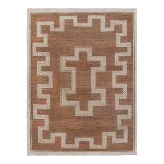 10x14Ft. Natural Brown Jute cream design Taureg Inspired Soumek Jute Hand Woven Rug For Sale