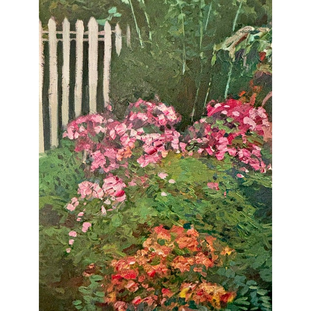 Wood Contemporary Large Botanical Garden Landscape Oil Painting, Framed For Sale - Image 7 of 12