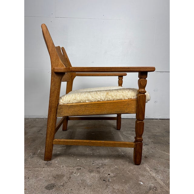 Danish Brutalist Razorblade Oak Armchair by Henning Kjærnulf for EG Møbler, 1960s For Sale - Image 9 of 10