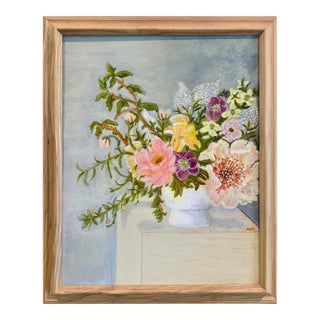 “Organic Floral” Impressionist Style Still Life Acrylic Painting For Sale