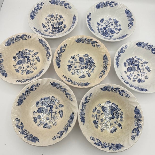 English Royal Wessex “Indian Tree” Ironstone Bowls by Swinnerton - Set of 7 For Sale - Image 9 of 10