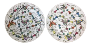 Mid Century Jingdezhen Zhongguo Butterfly Dinner Plates- a - a Pair
