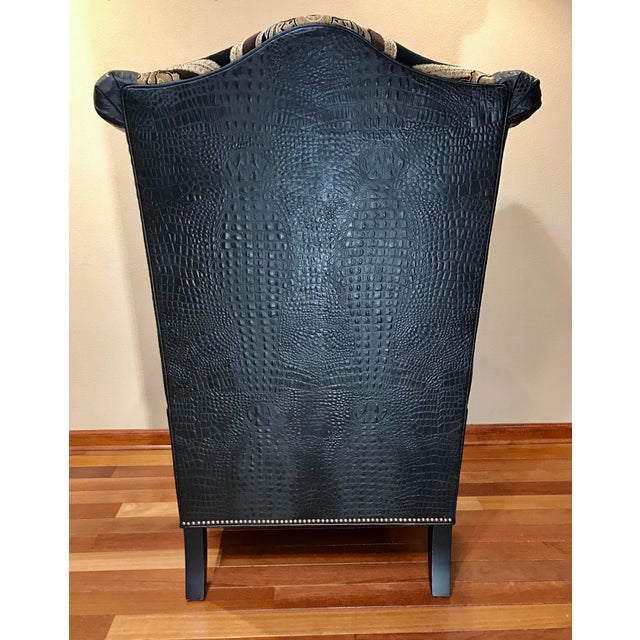 Henry Link Trading Co. Embossed Alligator Skin Leather Wingback Chair