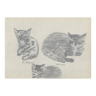 1943 Wimpy and Mittens Drawing of Cats by William Wood For Sale
