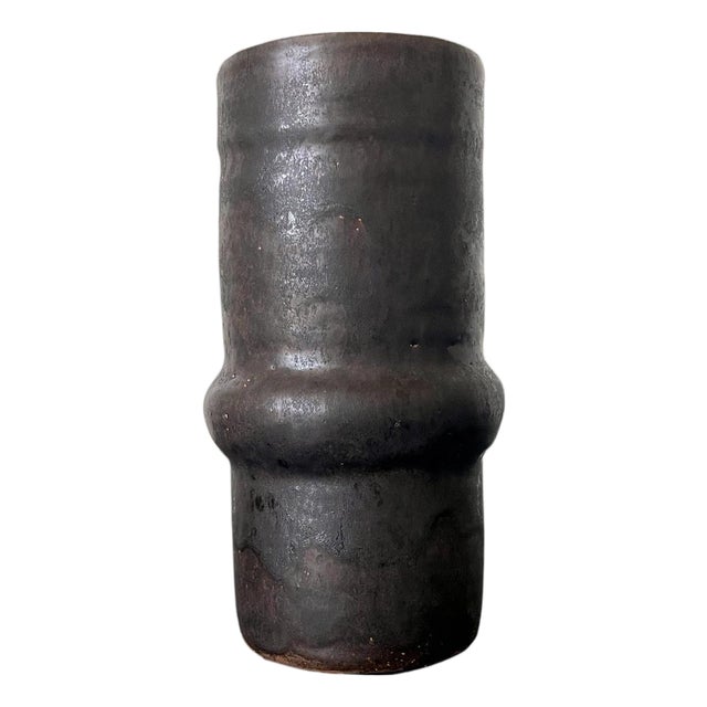 Ceramic Geometrical Vase with Black Metallic Glaze Beatrice Wood For Sale