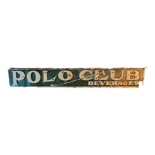Vintage Polo Club Beverages Metal Sign For Sale