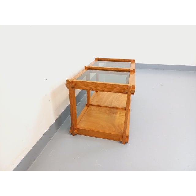 Vintage Rectangular Coffee Table in Pine and Smoked Glass, 1970s For Sale - Image 12 of 16