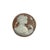 This elegant 18K gold cameo pendant, circa 1940, features a beautifully carved round shell cameo depicting a young woman...