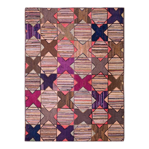 1880s Multicolor Geometric Folk Art Antique American Hooked Rug 4'6" X 6' Handknotted Wool Carpet