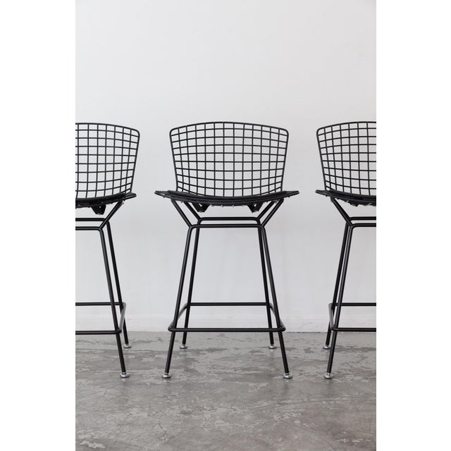 Black Bar Stools by Harry Bertoia for Knoll, Set of 3 For Sale - Image 8 of 11