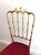 Neoclassical 1940s Italian Brass Chiavari Chair and Stool, Seats Covered in Red Velvet- 2 Pieces For Sale - Image 3 of 12