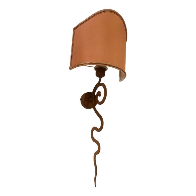 Iron Wall Light with Fabric Shade For Sale