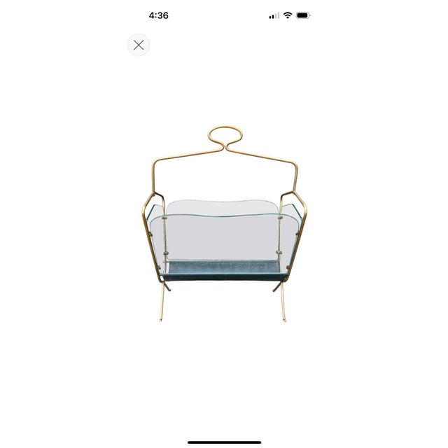 Italian Modern Brass and Glass Magazine Holder For Sale - Image 12 of 12