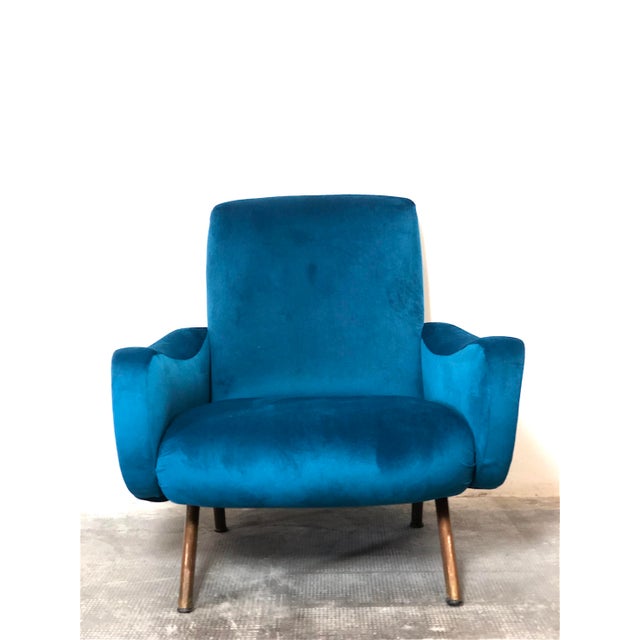 Blue Cobalt Blue Lady Armchair by Marco Zanuso for Arflex, Italy, 1955 For Sale - Image 8 of 14
