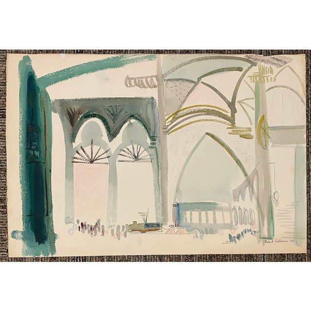 Mid-Century Modern 1953 Robert Colborne Mid Century Gothic Painting For Sale - Image 3 of 4