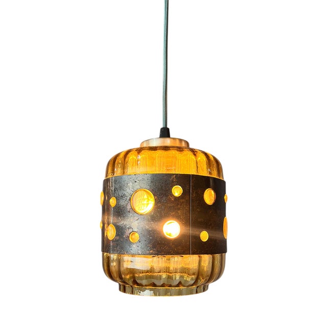 Hanging Lamp in Copper & Glass from Raak For Sale