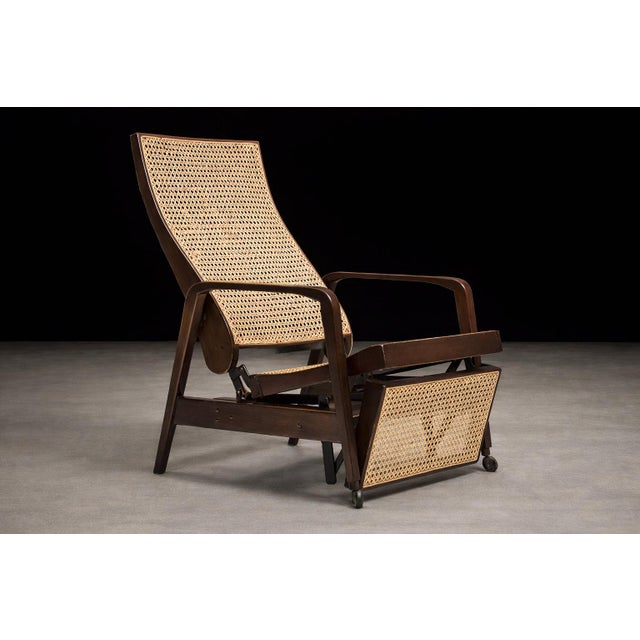Reclining Sun Chaise Lounge in Hardwood and Caning by Walter Gerdau, Brazil, 1940s - Lot 183 For Sale - Image 10 of 13