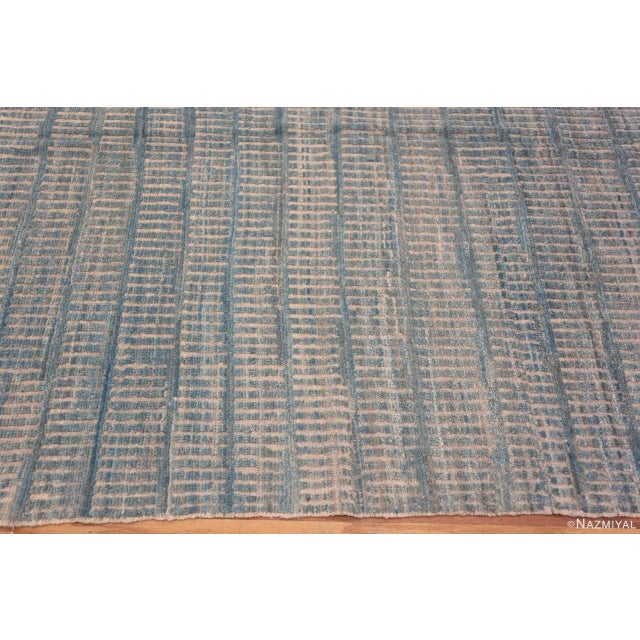 Geometric Tribal Design Soft Light Blue Color Modern Room Size Rug For Sale In New York - Image 6 of 6